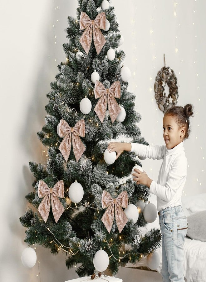 Ftuuo 8pcs Christmas Wreath Bows, Champagne Velvet Bow for Wreath Golden Edged Xmas Crafts Decorative Ornament Bow for Indoor Outdoor Christmas Wedding Holiday Party Decorations,5.5 * 6" - Image 3